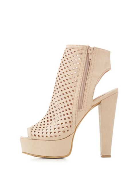open toe sling back booties