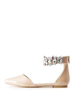 Pointed Toe Crystal-Trim D'Orsay Flats | Charlotte Russe