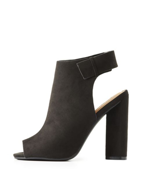 open toe sling back booties