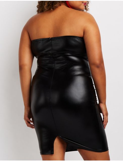 Plus Size Strapless Faux Leather Bodycon Dress Charlotte Russe