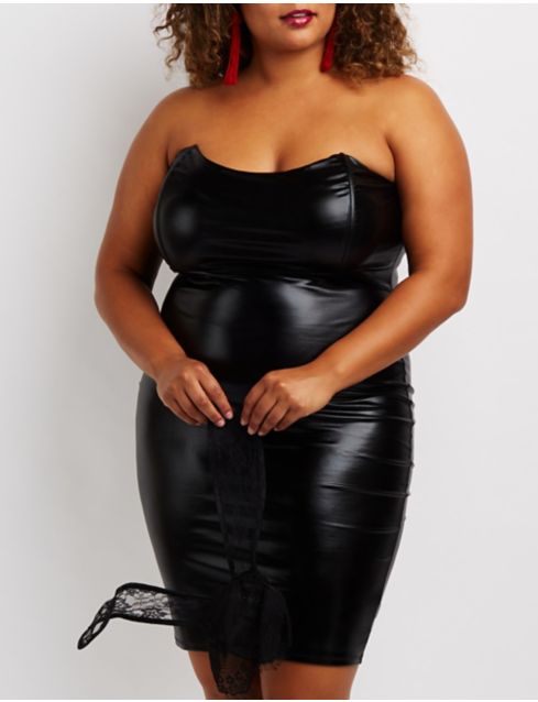 Plus Size Strapless Faux Leather Bodycon Dress Charlotte Russe 5542