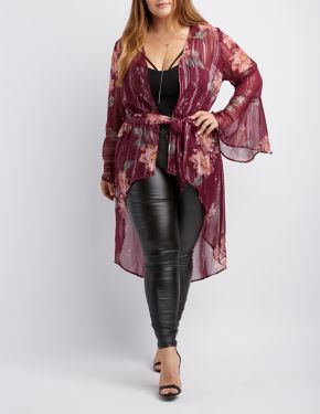 Plus Size Floral Tunic Kimono