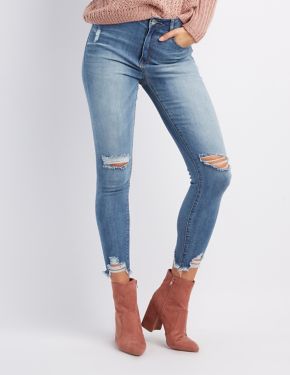 Refuge Hi-Rise Frayed Hem Skinny Jeans
