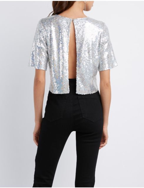 sequin top open back