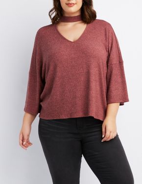 choker neck top plus size