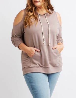 cold shoulder hoodie plus size