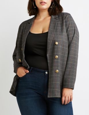 Plus Size Notched Lapel Blazer 