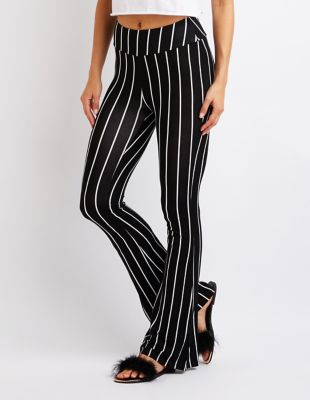 striped flare leggings