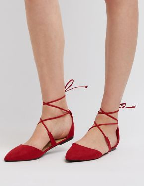 pointed toe flats with lace up