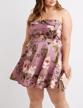 Plus Size Floral Skater Dress