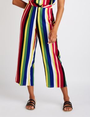 striped culotte pants