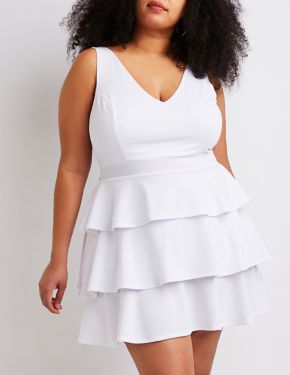 Plus Size Tiered Ruffle Skater Dress