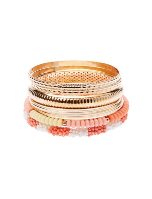Beaded & Textured Bangles - 7 Pack