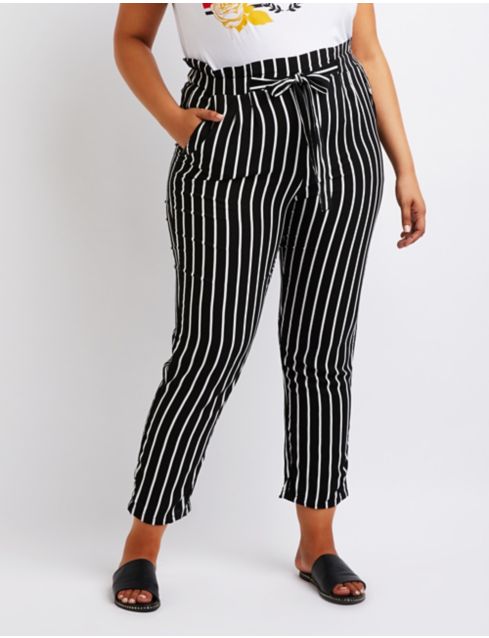 striped paperbag trousers