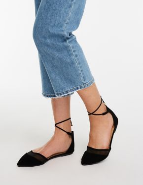 lace up pointed flats