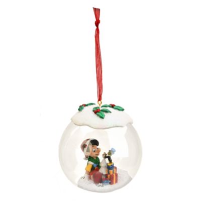 Disneyland Paris Pinocchio Jiminy Cricket Glass Christmas Bauble