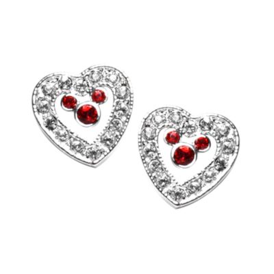 Mickey Mouse Red Heart Earrings, Arribas Jewelled Collection