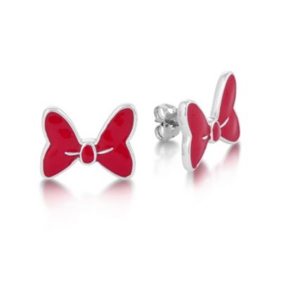Boucles d'oreilles en plaqu&eacute; or blanc en forme de noeud Couture Kingdom, Minnie Mouse