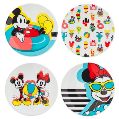 Disney Store Lot de 4&nbsp;assiettes Mickey et Minnie, Disney Eats