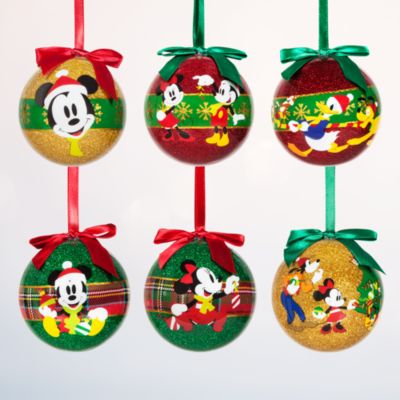 Mickey And Minnie Mouse Christmas Baubles, Set of 6