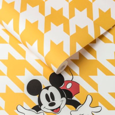 Kelly Hoppen Papier peint Mickey Mouse pied-de-poule jaune