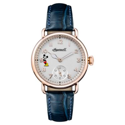 Ingersoll Montre en cuir bleu Mickey Mouse