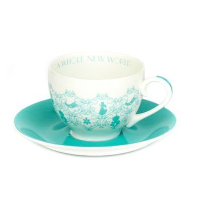 Platito y taza de t&eacute; porcelana ceniza hueso Jasmine, English Ladies Co.