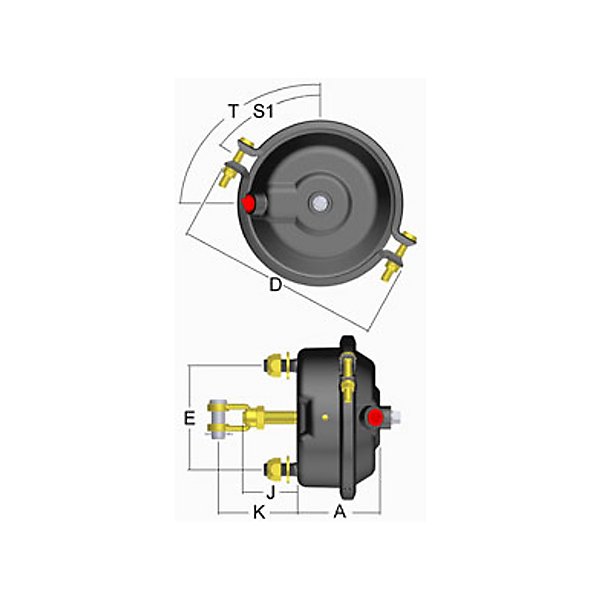 Haldex - Cylindre de frein, T24, Course: 3 po - ANLSC24L
