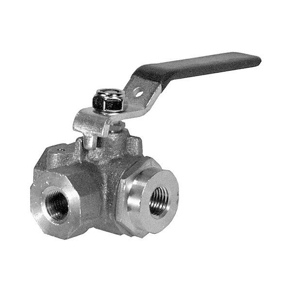 HD Plus - 3-Way Ball Valve - Brass Housing, with Stainless Steel Ball with (3) PT Ports - AIRAC017