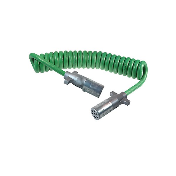 Grote - Trailer Wiring, Coil Cord, 15Ft, Green, Abs, 1/8, 2/10, 4/12 Gauge - GRO87101
