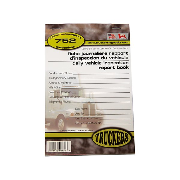 Truckers - Fiches journalières et rapport d'inspection du véhicule - papier autocopiant sans carbone - EN/FR - TRU752