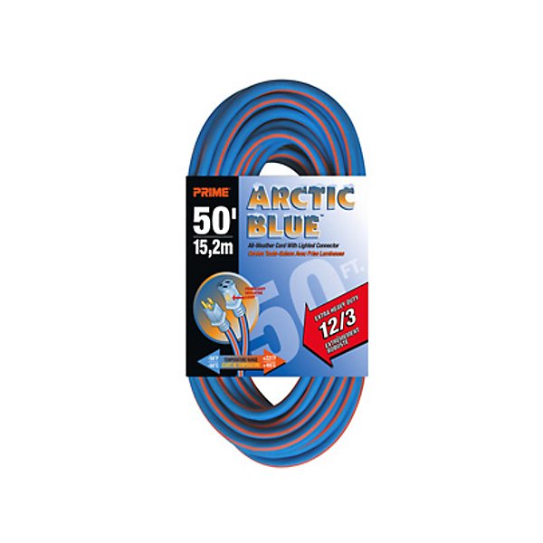 Prime - 50 Ft 12/3 Sjeow Blueorange Arctic Blue All Weather Extension Cord W/Primeligh - PRILT530830