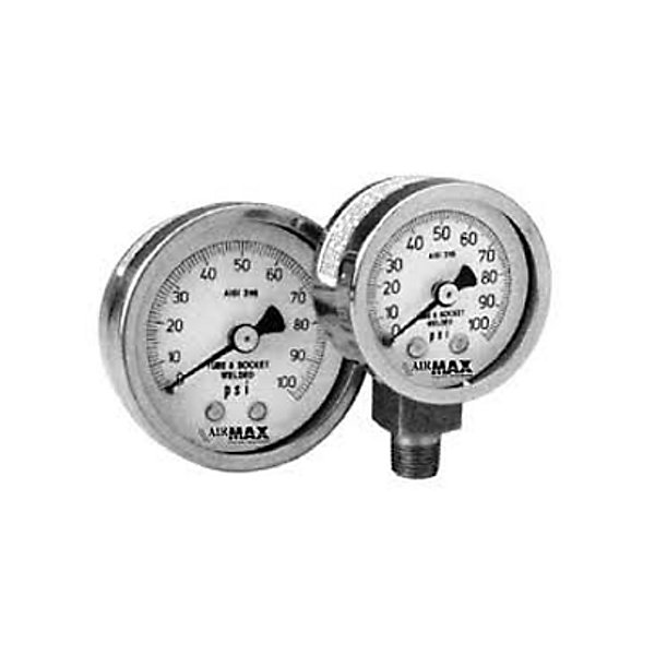 Airmax - Stainless Steel Silicone Fluid Filled Pressure Gauge 2-1/2 in. 1/4 NPT - 0 / 160 PSI - AIX62.6650