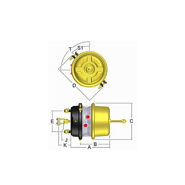Haldex - Cylindre de frein, T30/30, Course: 3 po - ANLLCP3030LS6CW
