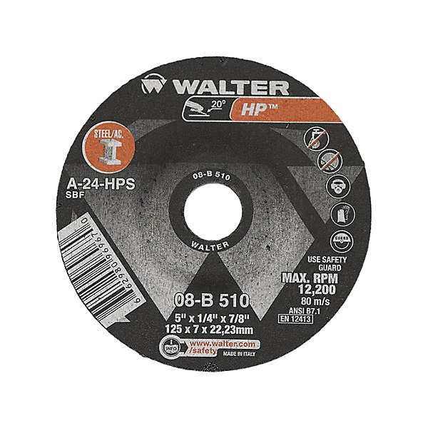 Walter Surface Technologies - HP™ Depressed Center Grinding Wheel, 5" x 1/4", 7/8" arbor, Type 27 Each - SCNVV075