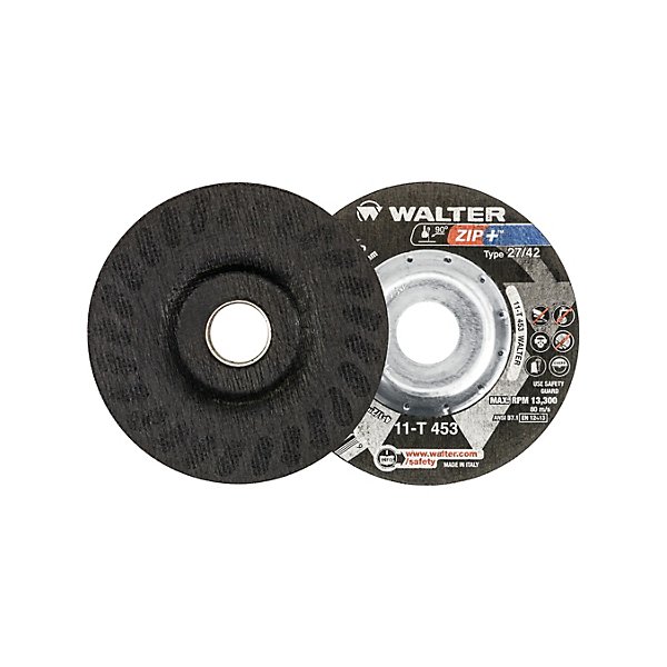 Walter Surface Technologies - Zip+™ Right Angle Grinder Reinforced Cut-Off Wheels, 4-1/2" x 1/16", 7/8" Arbor, Type 27, Zirconia Alumina, 13300 RPM Each - SCNVV087