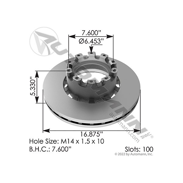 Automann - Brake Rotor, Dia: 16-7/8 in - MZB153.101501