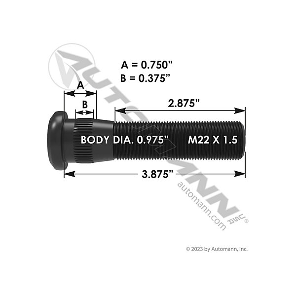 Automann - Serrated Stud, Thread: 2-3/16 in x M22 x 1.5 - MZF201.6151