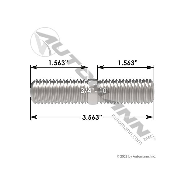 Automann - Stud, Overall Length: 3-9/16 in, Thread: 3/4-10 - MZF203.4007