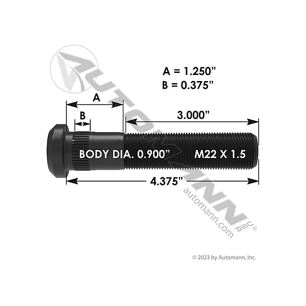 Automann - Serrated Stud, Thread: 3-13/32 in x M22 x 1.5 - MZF201.6133