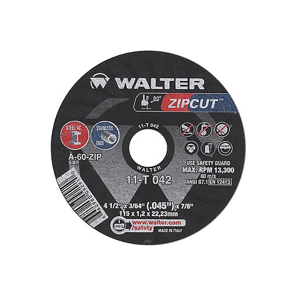 Walter Surface Technologies - Zipcut 4.5X3/64X7/8 T1 C Whl - WST11T042