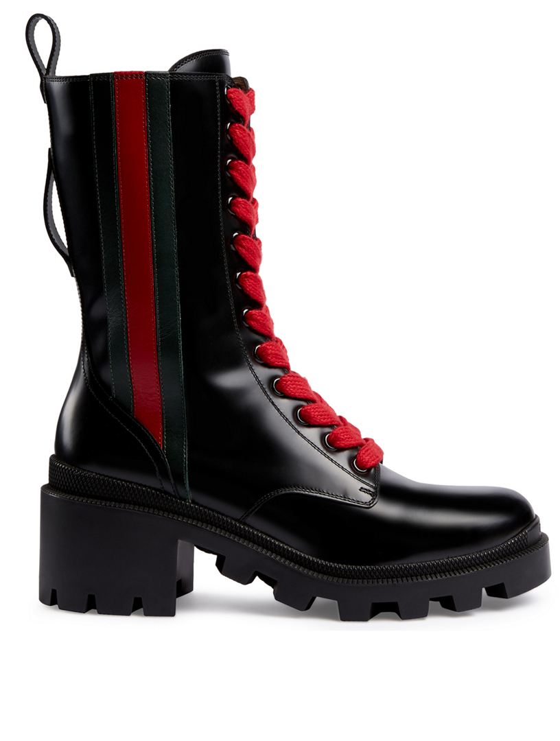 gucci trip leather combat boot