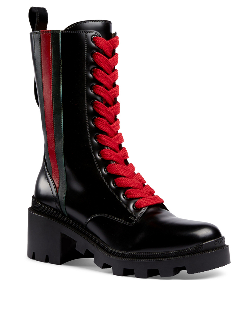 gucci trip leather combat boot
