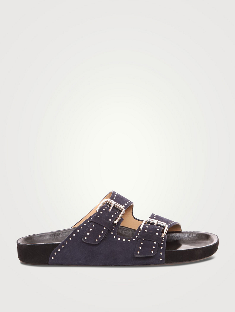 isabel marant lennyo grommet suede slides