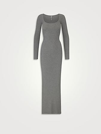 SKIMS Soft Lounge Long-Sleeve Dress Women's Grey
