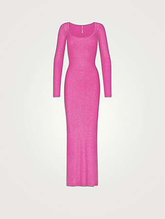 SKIMS Soft Lounge Shimmer Long-Sleeve Dress Women's Pink
