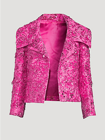 VALENTINO Floral Lurex Jacquard Jacket Women's Pink