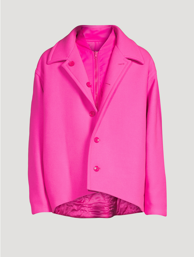 VALENTINO Wool Reversible Jacket With Inner Bomber Mens Pink