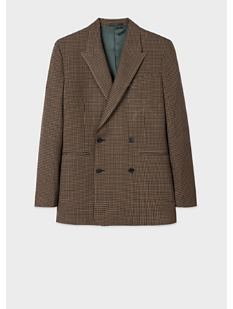 PAUL SMITH Wool Double-Breasted Jacket In Check Print Men's Brown