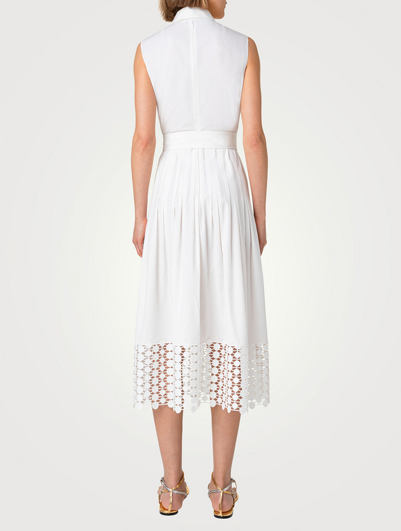 AKRIS PUNTO Belted Embroidered Poplin Shirt Dress | Holt Renfrew